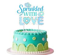 Jollyboom Sprinkled with Love Baby Shower Decorations, Donut Ice Cream Decorations Cake Topper Blue Double-Sided for Boy Welcome Baby Gender Reveal Pregnancy Gift Party
