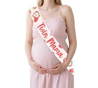 Jollyboom Strawberry Twins Baby Shower Decorations, Strawberry Twin Mama Sash for Two Berry Sweet Babies are on The Way Twins Baby Shower Gender Reveal Pregnancy Announcement Party Mommy Gift
