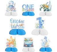 Jollyboom Under The Sea 1st Birthday Party Decorations, 8pcs Oneder The Sea Birthday Honeycomb Centerpieces Ocean Sea Animal Table Toppers for Under The Sea First Birthday Party