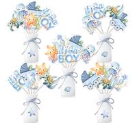 Jollyboom Under The Sea Baby Shower Decorations Boy, 24pcs Under The Sea It's a Boy Table Centerpieces Sticks Ocean Sea Animal Theme Table Toppers for Under The Sea Baby Shower Gender Reveal Party