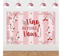 Jollyboom Vino Before Vows Bachelorette Backdrop - Wine Themed Photo Background for Bridal Shower | Red Wine Party Decorations for Women | 3x5ft Backdrop Banner for Bachelorette Celebration