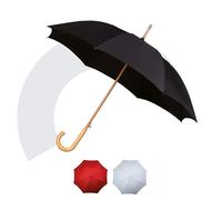 Jollybrolly Black Walking Umbrella - Wooden Walking Stick Umbrella, Crook Handle, Large Canopy for Sun Protection, Windrpoof, Waterproof, Long Stick Gents Umbrella