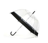 Clear Dome Umbrellas by Jollybrolly PVC Transparent Canopy Black Stripe Handle and Tip Manual Open Close