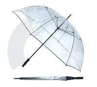 Jollybrolly Clear Dome Umbrella - Classic Transparent Umbrella, Large See Through Canopy, Windproof & Strong, Straight Stick, Perfect for Events & Weddings