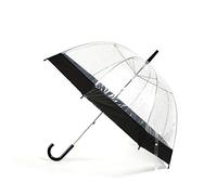 Jollybrolly Clear Dome Umbrellas Wedding PVC Transparent Canopy Black Stripe Handle and Tip Manual Open Close