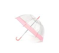 Jollybrolly Clear Dome Umbrellas Wedding PVC Transparent Canopy Coloured Pink Stripe Matching Tip and Handle Stripe Manual Open Close