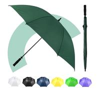 Jollybrolly Green Golf Umbrella - Large Sun Umbrella, Fibreglass Stick for Walking, Windproof, Waterproof, Large Canopy for Sun Protection, Perfect for Golf & UK Weather