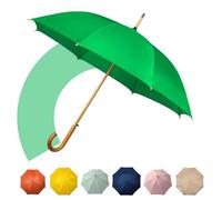 Jollybrolly Large Umbrella Green | Wooden Walking Stick Umbrella, Crook Handle Large Canopy for Sun Protection Rainproof | Strongest Windproof Travel | Mens Umbrella Waterproof Long Stick
