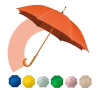 Jollybrolly Large Umbrella Orange| Wooden Walking Stick Umbrella, Crook Handle Large Canopy for Sun Protection Rainproof | Strongest Windproof Travel | Mens Umbrella Waterproof Long Stick