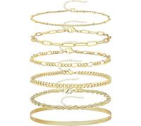 JollyDragon 6Pcs Gold Bracelet for Women Set, Adjustable Stackable Ladies Bracelets, Fashionable Simple Gold Bangles for Parties Daily Life and Birthday Gift Giving