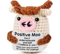 JollyDragon Funny Mini Cow Good Luck Gifts, Cute Emotional Support Crochet Animals for Women Men, Handmade Positive Crochet Cow, Birthday Christmas Office Decor Gifts for Friends Colleagues Kids