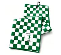 JollyDragon Golf Towel With Carabiner Clip, 16'' X 24'' Green & White Checkered Microfiber Golf Towel For Golf Bag, Ideal Golf Gift For Men & Women Golf Lovers, Premium Golf Accessories