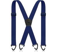JollyDragon Mens Braces For Trousers,1.49'' Wide X Back Suspenders With 4 Strong Hooks,Heavy Duty Adjustable Braces For Men Trousers Business Wedding Casual (Navy blue)