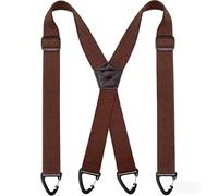 JollyDragon Mens Braces For Trousers,1.49'' Wide X Back Suspenders With 4 Strong Hooks,Heavy Duty Adjustable Braces For Men Trousers Business Wedding Casual (Coffee)