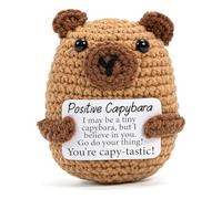 JollyDragon Positive Capybara Plush,Emotional Support Crochet Animals With Positive Affirmation Cards,Funny Knitted Inspirational Capybara Gifts For Friends Family Colleagues Office Party Decoration