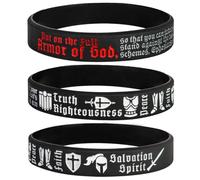 JOLLYINSPIRE Power of Faith Put On the Full Armor of God Ephesians 6:11 Inspirational Bible Verses Silicone Bracelets - Stand Against the Devil - Religious Motivational Wristband Gifts for Men Women,
