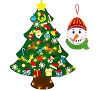 jollylife 3ft DIY Felt Christmas Tree Set + Snowman Advent Calendar - Xmas Decorations Wall Hanging 33 Ornaments Kids Gifts Party Supplies