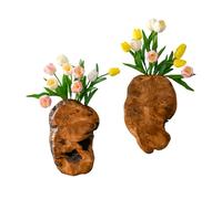JOLLYMER 2-Pack Cedar Wood Live Edge Wall Vases - Natural Edge Hanging Flower Vase, Organic Root Carved, Rustic Home Décor, Handcrafted Wall Mounted Wooden Vase (Flowers Not Included)