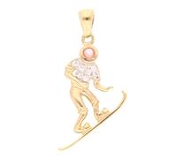 Jollys Jewellers Men's 9Carat Yellow Gold Ruby & Simulated Diamond Snowboarder Pendant (19x34.5mm)