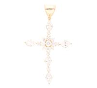 Jollys Jewellers Men's 9Carat Yellow Gold Simualted Diamond Cross Pendant (42.5x70.5mm)