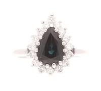 Jollys Jewellers Women's 18Carat White Gold Sapphire & Diamond Cluster Ring (Size G 1/2) 10.5x13.5mm | Luxury Ladies Ring