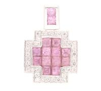 Jollys Jewellers Women's 18Carat White Gold Tension Set Pink Sapphire & Diamond Pendant (13x19mm)