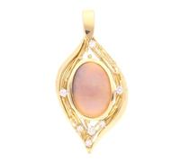 Jollys Jewellers Women's 18Carat Yellow Gold 15.00ct Black Opal & 0.35ct Diamond Teardrop Pendant (23.5x46mm)