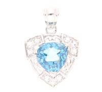 Jollys Jewellers Women's 9Carat White Gold Blue & White Topaz Pendant (17.5x27mm)