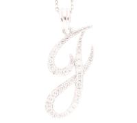 Jollys Jewellers Women's 9Carat White Gold Simulated Diamond 'J' Pendant (11x23mm) & 16,17,18" Belcher Chain (0.5mm Wide)