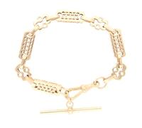 Jollys Jewellers Women's 9Carat Yellow Gold 7" Stars & Bars Bracelet w/T-Bar (5mm Wide & 36x2.5mm)