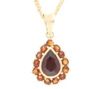 Jollys Jewellers Women's 9Carat Yellow Gold Garnet Pendant (10.5x20mm) w/ 18.25" Curb Chain (1mm Wide)