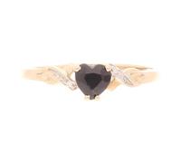 Jollys Jewellers Women's 9Carat Yellow Gold Heart Cut Sapphire Solitaire & Diamond Accents Ring (Size Q 1/2) 5x5mm Head | Luxury Ladies Ring
