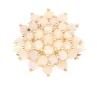 Jollys Jewellers Women's 9Carat Yellow Gold Opal Cluster Ring (Size M) 17x18mm | Luxury Ladies Ring