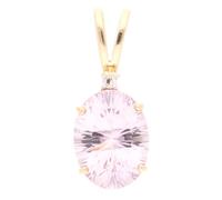 Jollys Jewellers Women's 9Carat Yellow Gold Pink Quartz & Diamond Pendant (12x30mm)