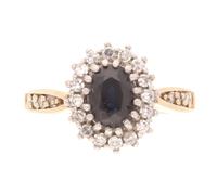 Jollys Jewellers Women's 9Carat Yellow Gold Sapphire & Diamond Cluster Ring (Size K 1/2) 10x11.5mm | Luxury Ladies Ring