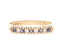 Jollys Jewellers Women's 9Carat Yellow Gold Sapphire & Diamond Eternity Ring (Size L 1/2) 3mm Wide | Luxury Ladies Ring