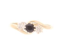 Jollys Jewellers Women's 9Carat Yellow Gold Sapphire & Diamond Three-Stone Ring (Size L) 10.5x4.5mm | Luxury Ladies Ring