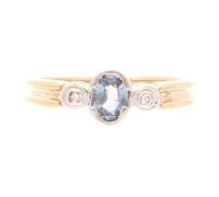 Jollys Jewellers Women's 9Carat Yellow Gold Sapphire Solitaire w/Diamond Accents Ring (Size O) 6mm Widest | Luxury Ladies Ring