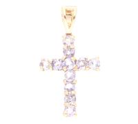 Jollys Jewellers Women's 9Carat Yellow Gold Tanzanite Cross Pendant (10x18.5mm)
