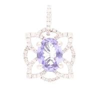 Jollys Jewellers Women's New! 18Carat White Gold 1.42ct Tanzanite & 0.28ct Diamond Pendant (13x19mm)