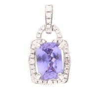 Jollys Jewellers Women's New! 18Carat White Gold 2.17ct Tanzanite & 0.18ct Diamond Pendant (11x21mm)