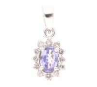 Jollys Jewellers Women's New! 9Carat White Gold 0.50ct Tanzanite & 0.25ct Diamond Pendant (8.5x13.5mm)