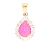 Jollys Jewellers Women's New! 9Carat Yellow Gold 0.50ct Ruby & Simulated Diamond Pendant (10x19.5mm)