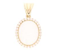 Jollys Jewellers Women's New! 9Carat Yellow Gold Created Opal & Simulated Diamond Pendant (11.5x20mm)