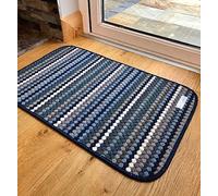 Jollys NEW BLUE NAVY GREY CREAM COLOURED MODERN WASHABLE NON SLIP KITCHEN UTILITY HALL LONG RUNNER DOOR MAT RUG (7 (50X80CM)
