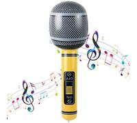 JOLLYSTYLE Inflatable Microphones 27.5 Inches Singing Party Decoration Blow up Microphone Toy Inflatable Microphone for 80s 90s Party Decorations Favors Decorations Supplies Plastic Prop (Yellow)