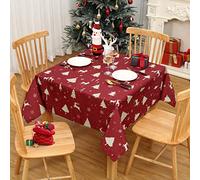 JOLLYTOP Tablecloth Christmas Table Decoration Waterproof Table Cloth with Deer Xmas Tablecover Washable Table Cover for Party Dinner Kitchen,WxL 54"x54",Gold