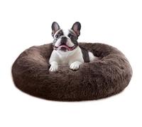 JOLLYVOGUE Calming Dog & Cat Bed for Small Dogs, Anti-Anxiety Donut Cuddler Cozy Soft Round Bed with Anti-Slip Bottom, Fluffy Faux Fur Plush Cushion Beds for Small Medium Pets (20")