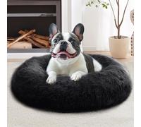 JOLLYVOGUE Medium Calming Dog Bed, Anti-Anxiety Donut Cuddler Cat Bed with Anti-Slip Bottom, Fluffy Faux Fur Machine Washable Pet Cushion for Medium Large Dog & Cat (31")