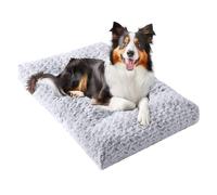 JOLLYVOGUE Washable Dog Bed for Crate, Deluxe Rose Plush Dog Crate Beds for Small Medium Large Size Dogs, Anti-Slip Soft Comfy Pet Kennel Pad, Fits Kennel Cage and Cat Bed Mat, 53" X 36", Gray